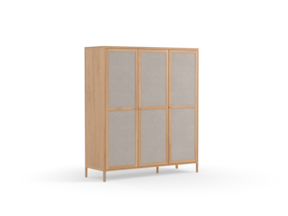 Kleiderschrank Tenso 3-türig, Wollstoff Tano Natur, Buche