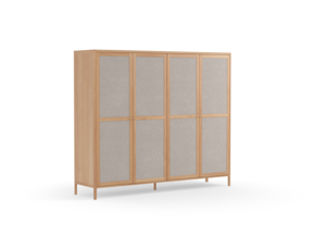 Kleiderschrank Tenso 4-türig, Wollstoff Tano Natur (79), Buche