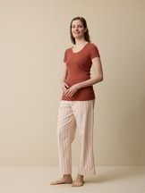 Kurzarmshirt aus Bio Wolle, cranberry