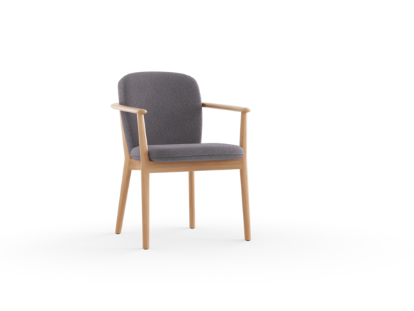Stuhl Kilian, mit Armlehne, Wollstoff Kaland Schiefer, Buche