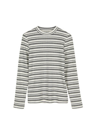 Langarmshirt aus Bio Baumwolle, schwarz/offwhite ringel rippe Langarmshirt aus Bio Baumwolle, schwarz/offwhite ringel rippe