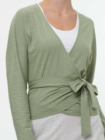 Langarm-Wickelshirt aus Bio Baumwolle/Hanf, olivgrün