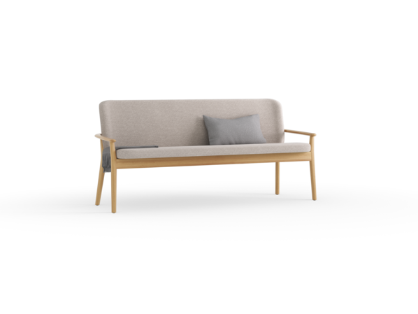 Polsterbank Kilian, 180 cm, Wollstoff Tano Natur, Eiche