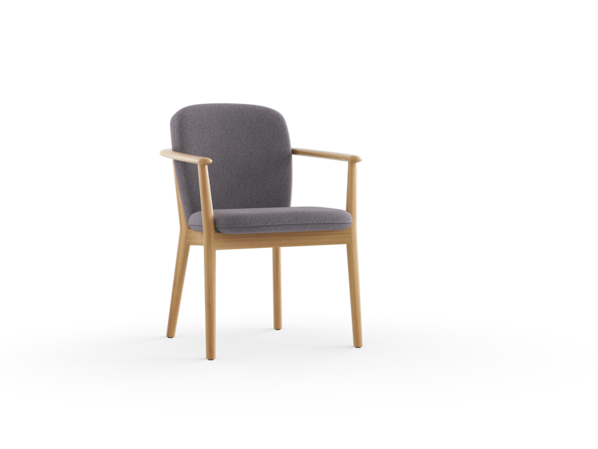Stuhl Kilian, mit Armlehne, Wollstoff Kaland Schiefer, Eiche