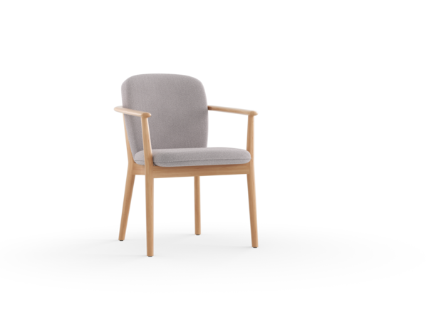  Stuhl Kilian, mit Armlehne, Wollstoff Elverum Mocca, Buche