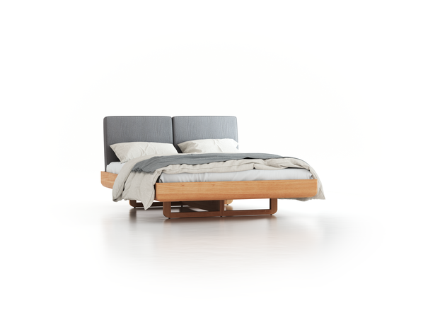 Bett Almara, 160 x 200 cm, mit Überzug Wollstoff Stavang Kiesel (62), Buche