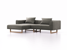 Lounge-Sofa Sereno, B267xT180xH71 cm, Sitzhöhe 43 cm, mit Liegeteil links inkl. 2 Kissen (70x55 cm), Kufenfuß Eiche, Wollstoff Elverum Mocca