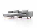 Lounge-Sofa Sereno, B267xT180xH71 cm, Sitzhöhe 43 cm, mit Liegeteil links inkl. 2 Kissen (70x55 cm), Kufenfuß Eiche, Wollstoff Stavang Kiesel