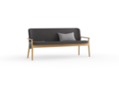 Polsterbank Kilian, 180 cm, Wollstoff Stavang Schiefer, Eiche