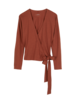 Langarm-Wickelshirt aus Bio Baumwolle/Hanf, kastanie