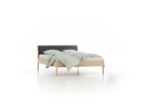 Bett Almeno mit Kopfhaupt inkl. wechselbarer Housse, 140 x 200 cm, Wollstoff Elverum Torfblau (82), Esche