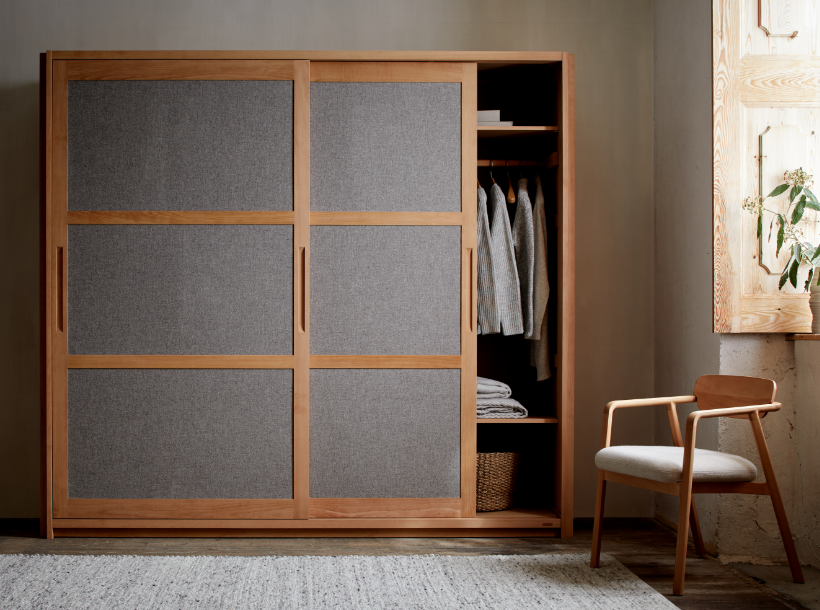 Kleiderschrank Kurami mit Stofffüllung